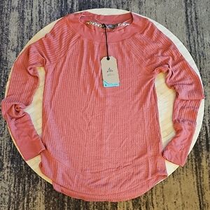Prana Women’s Long-Sleeve Waffle Knit Top - Dusty Rose